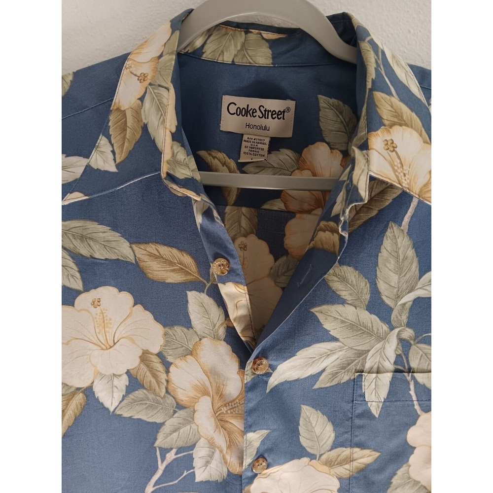Cooke Street Mens Short Sleeve Floral Honolulu Hawaiian Shirt - Size L